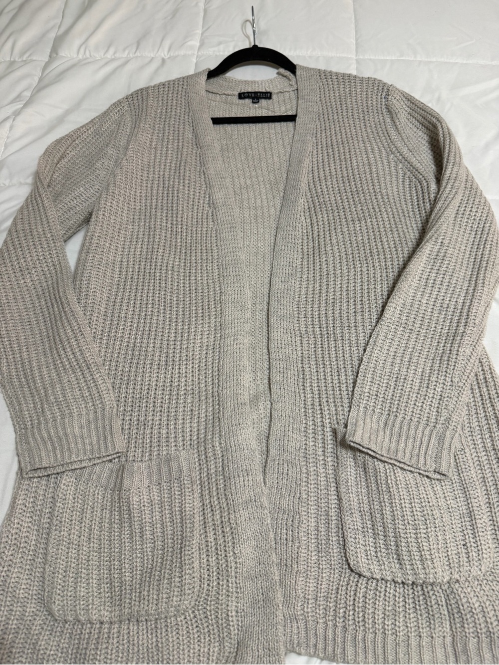 Taupe Open-Front Ribbed Cardigan - Picture 5 of 8